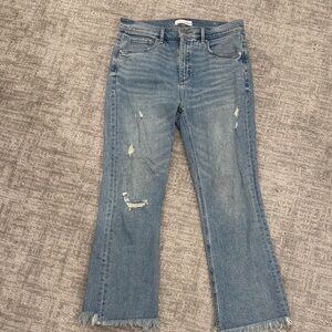 LOFT Light Blue Distressed Flare Jeans